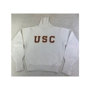 Vintage Albion Knitting Mills USC Cheerleader Sweater White Chenille Letters 60s